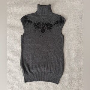 Saks Fifth Avenue Gray Sleeveless Turtleneck Sweater